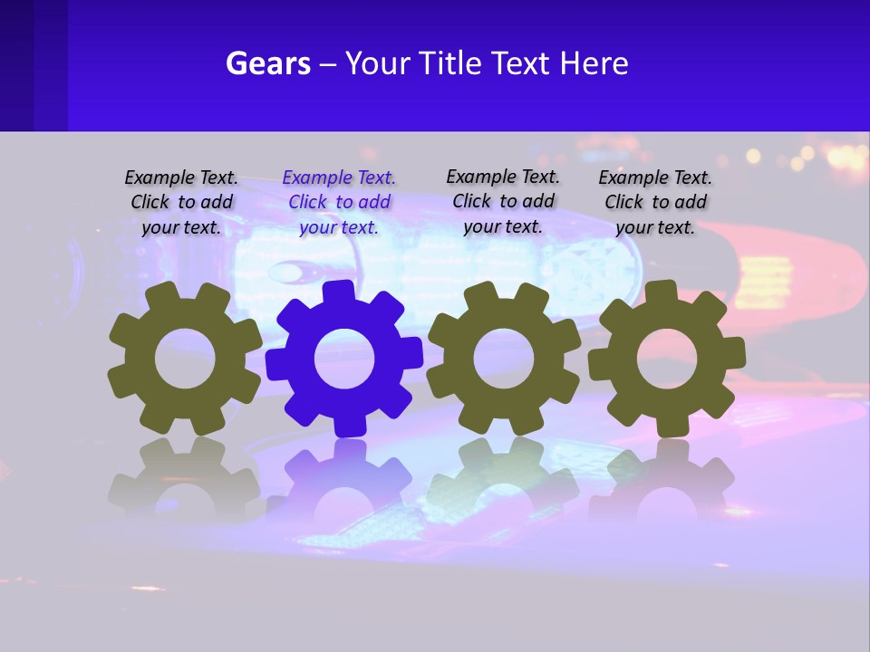 A Police Car With Its Lights On At Night PowerPoint Template