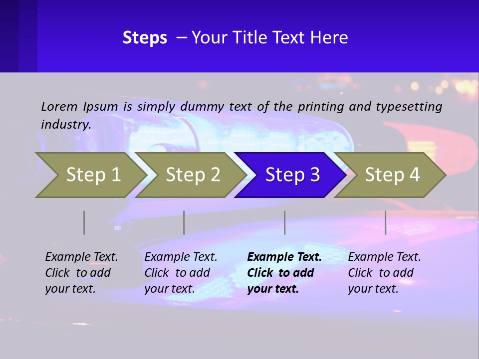 A Police Car With Its Lights On At Night PowerPoint Template