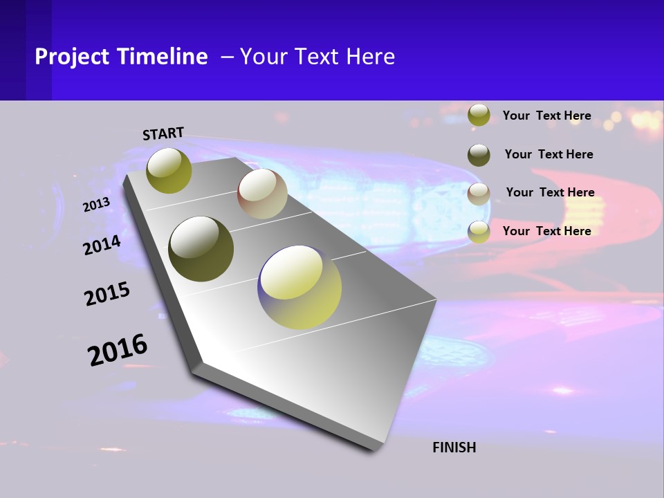 A Police Car With Its Lights On At Night PowerPoint Template