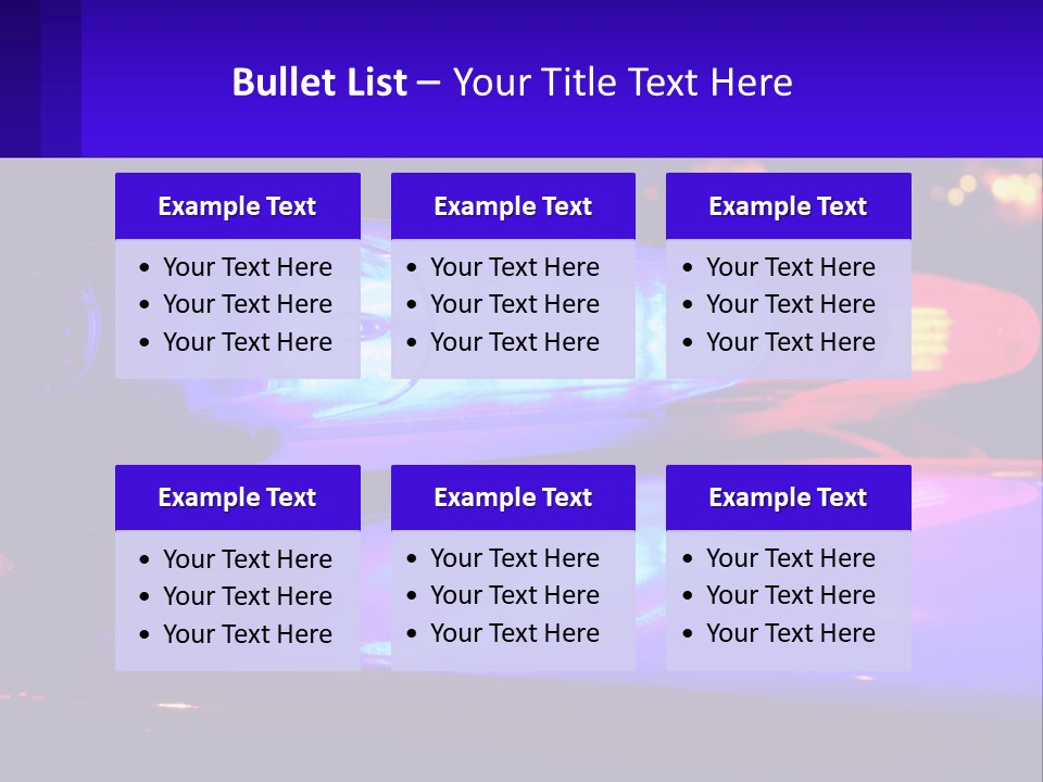 A Police Car With Its Lights On At Night PowerPoint Template