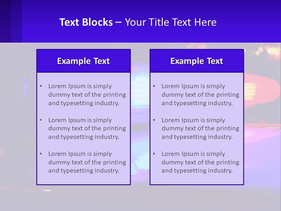 A Police Car With Its Lights On At Night PowerPoint Template