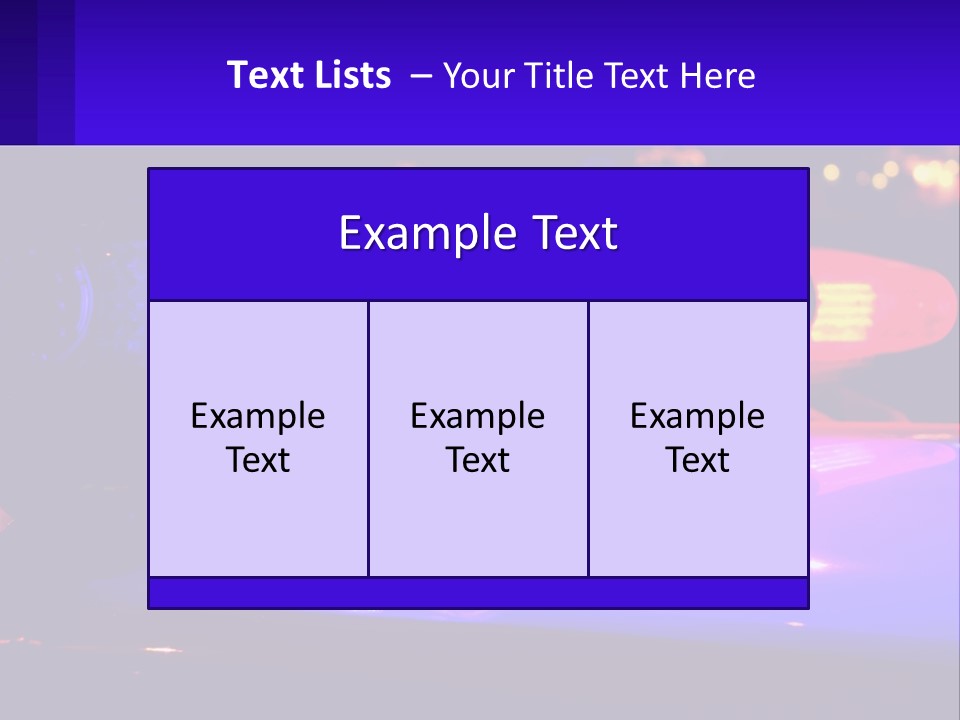 A Police Car With Its Lights On At Night PowerPoint Template