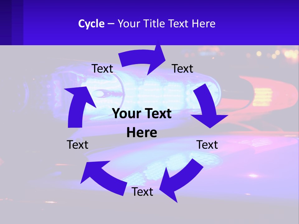 A Police Car With Its Lights On At Night PowerPoint Template