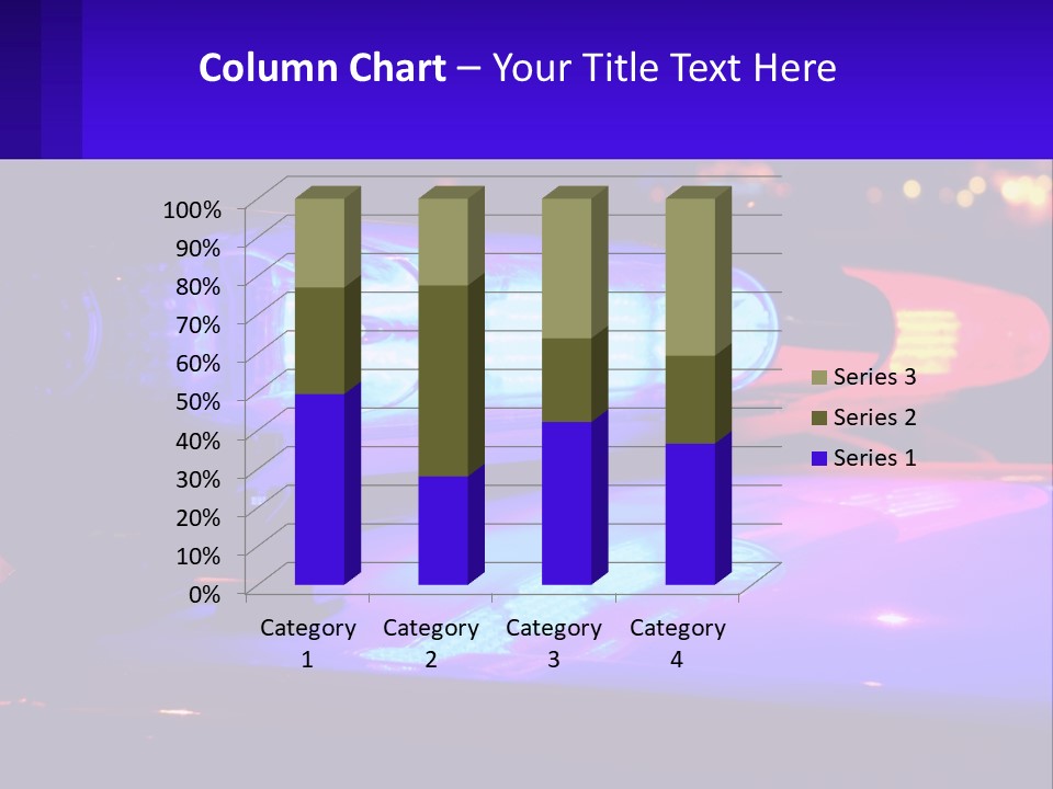 A Police Car With Its Lights On At Night PowerPoint Template