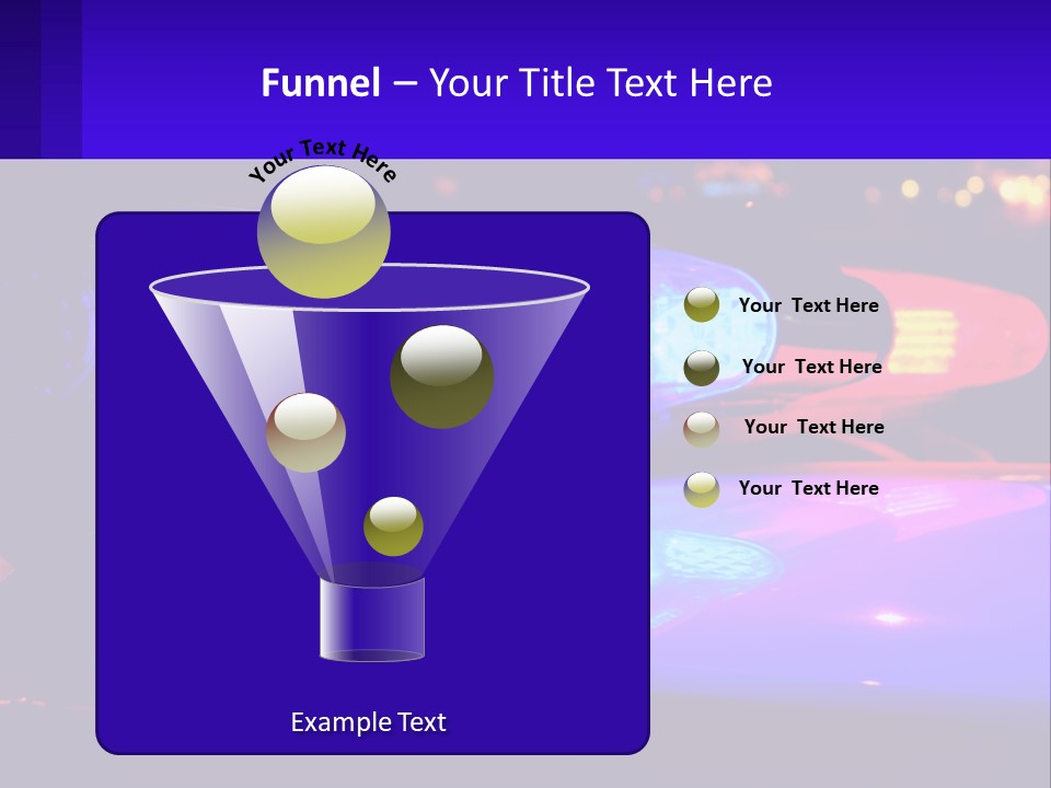 A Police Car With Its Lights On At Night PowerPoint Template