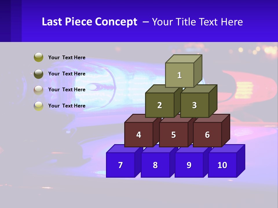 A Police Car With Its Lights On At Night PowerPoint Template