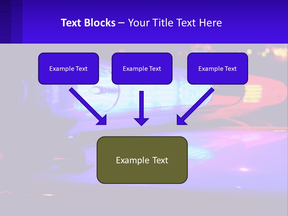 A Police Car With Its Lights On At Night PowerPoint Template