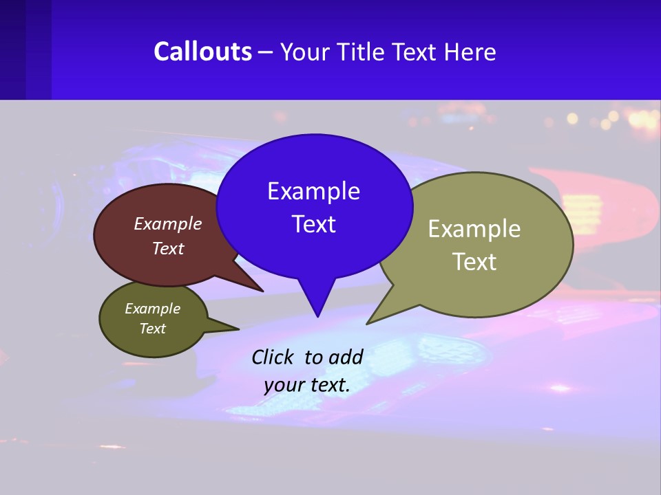 A Police Car With Its Lights On At Night PowerPoint Template