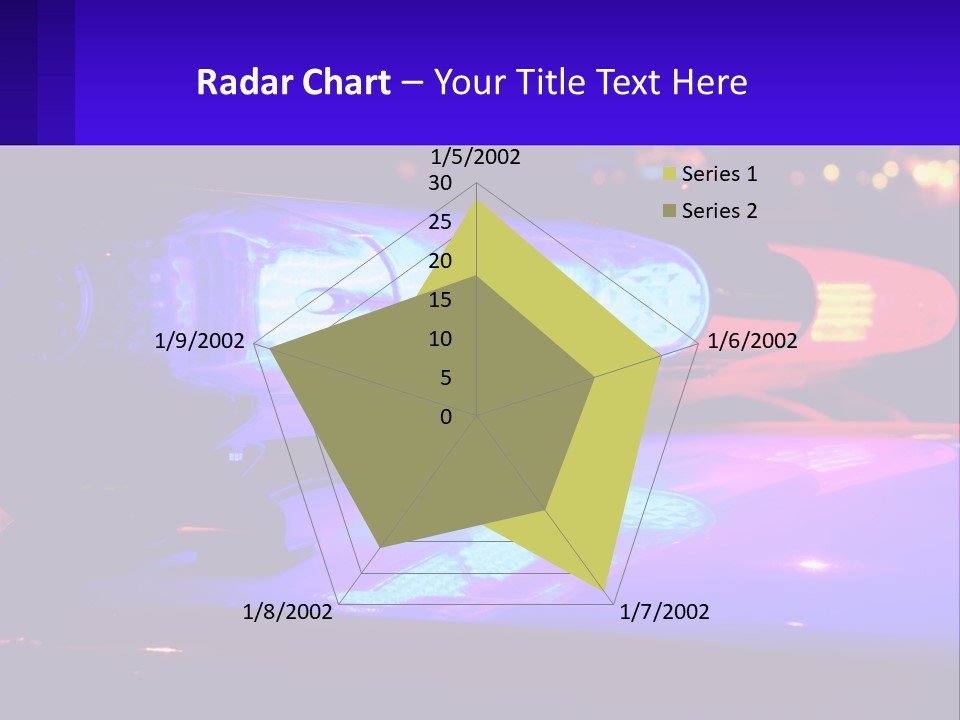 A Police Car With Its Lights On At Night PowerPoint Template
