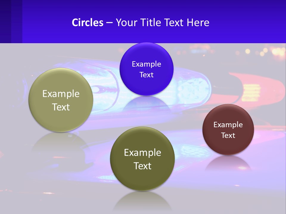 A Police Car With Its Lights On At Night PowerPoint Template