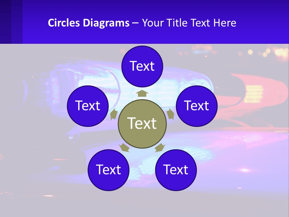 A Police Car With Its Lights On At Night PowerPoint Template