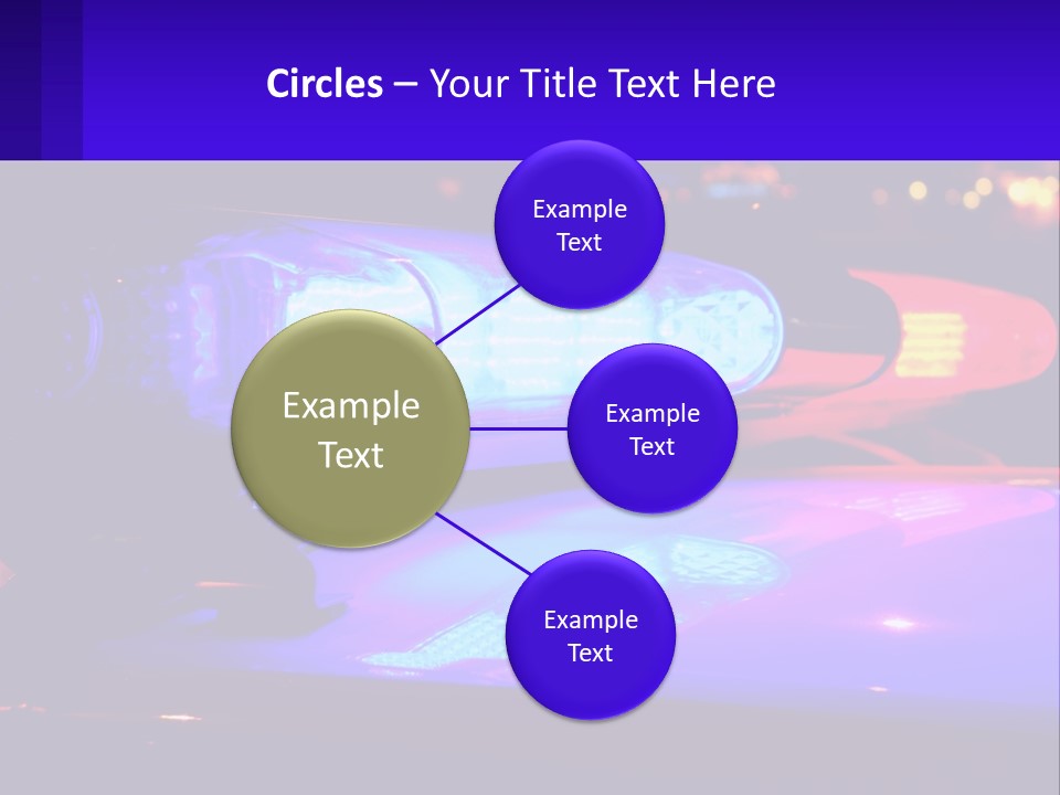 A Police Car With Its Lights On At Night PowerPoint Template