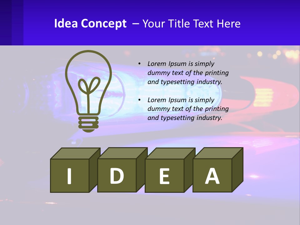 A Police Car With Its Lights On At Night PowerPoint Template