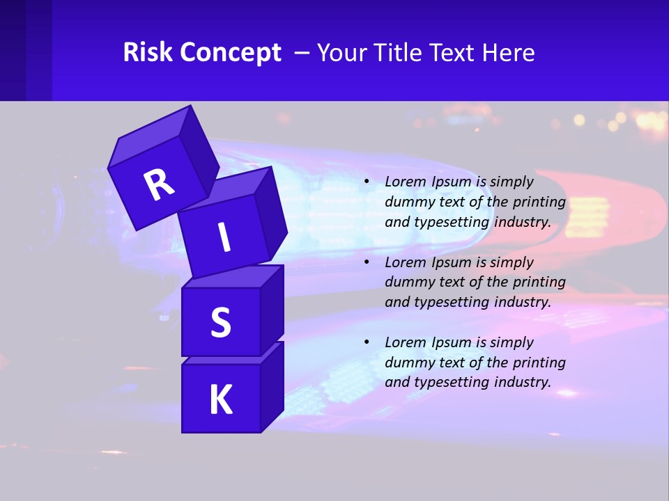 A Police Car With Its Lights On At Night PowerPoint Template