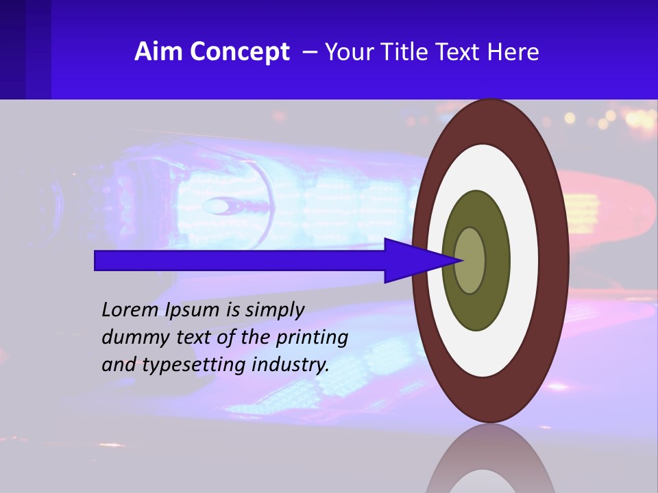 A Police Car With Its Lights On At Night PowerPoint Template