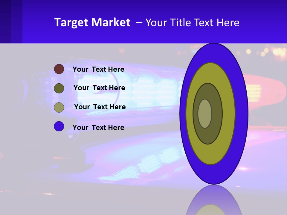 A Police Car With Its Lights On At Night PowerPoint Template