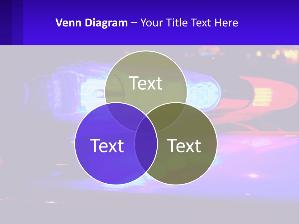 A Police Car With Its Lights On At Night PowerPoint Template