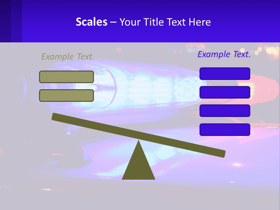 A Police Car With Its Lights On At Night PowerPoint Template