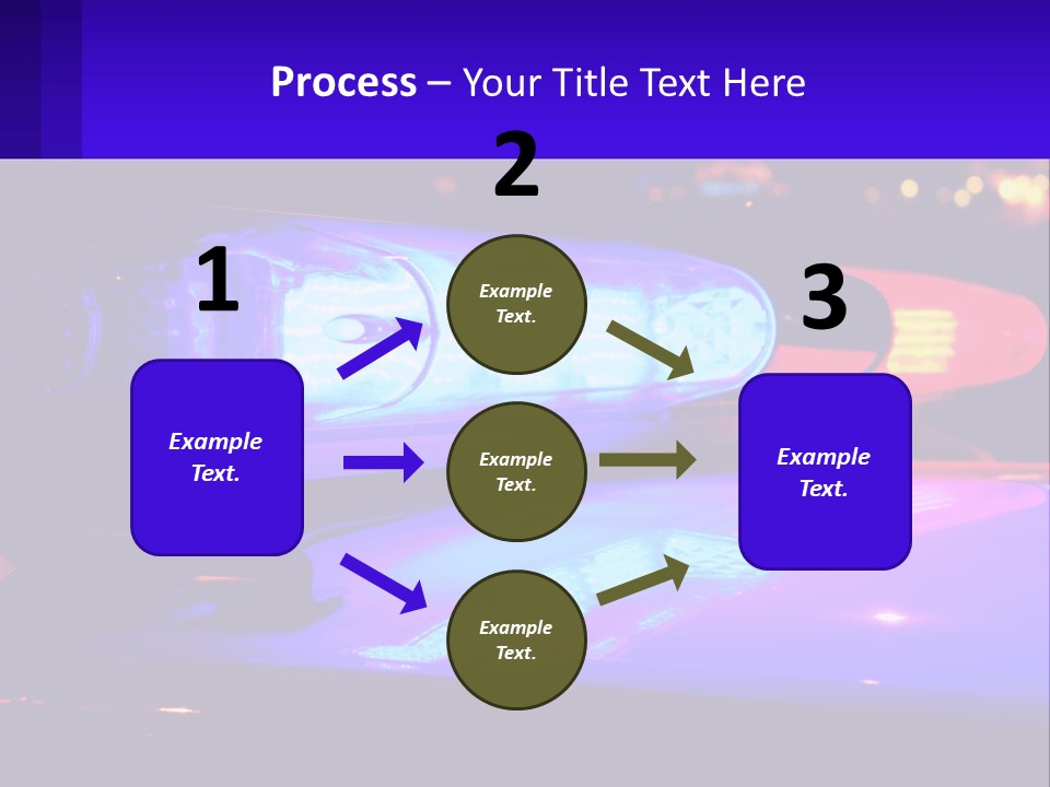 A Police Car With Its Lights On At Night PowerPoint Template