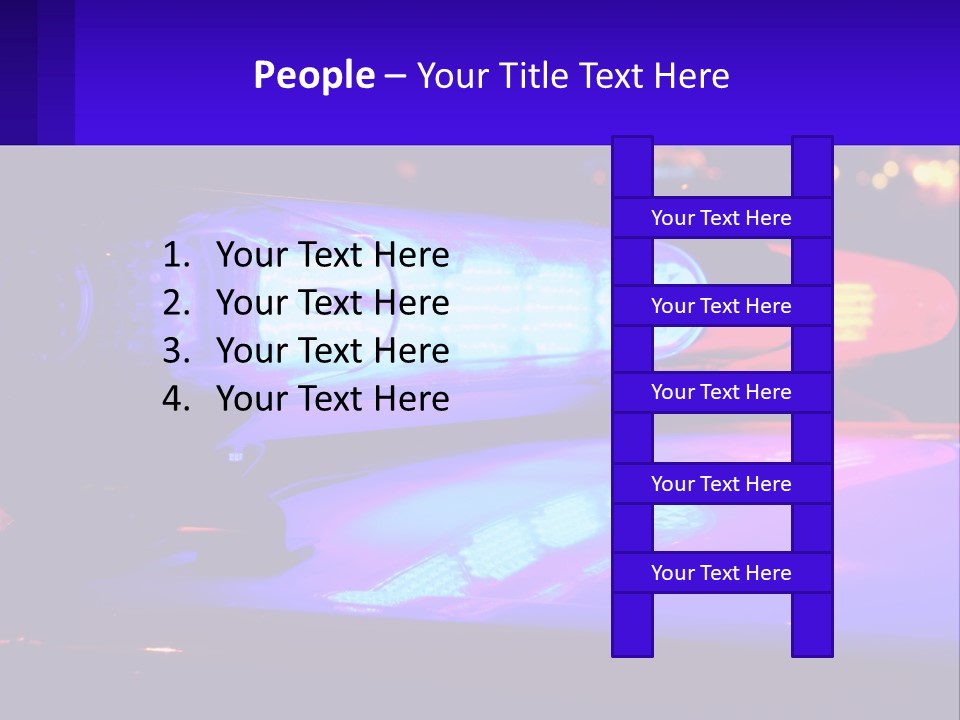 A Police Car With Its Lights On At Night PowerPoint Template