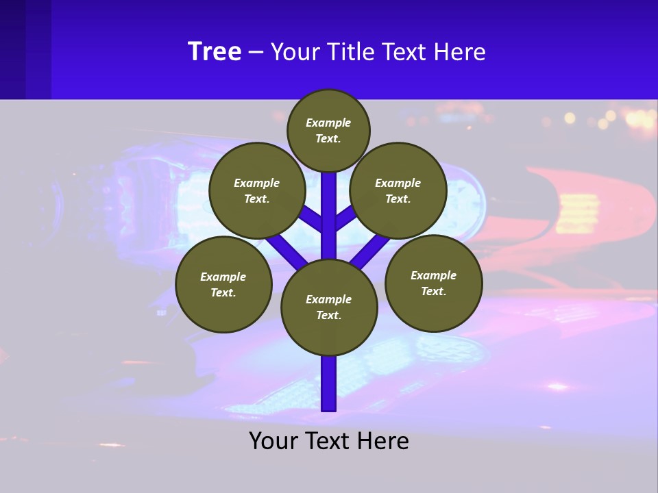 A Police Car With Its Lights On At Night PowerPoint Template