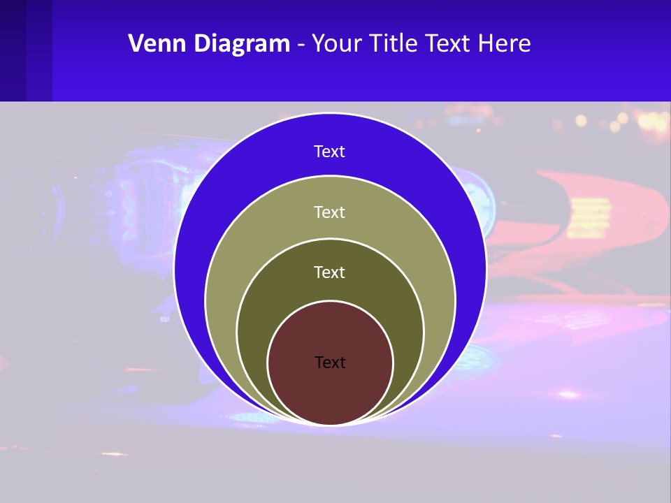 A Police Car With Its Lights On At Night PowerPoint Template