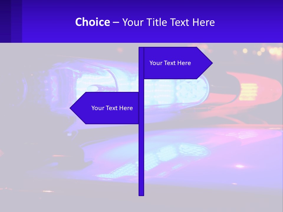 A Police Car With Its Lights On At Night PowerPoint Template