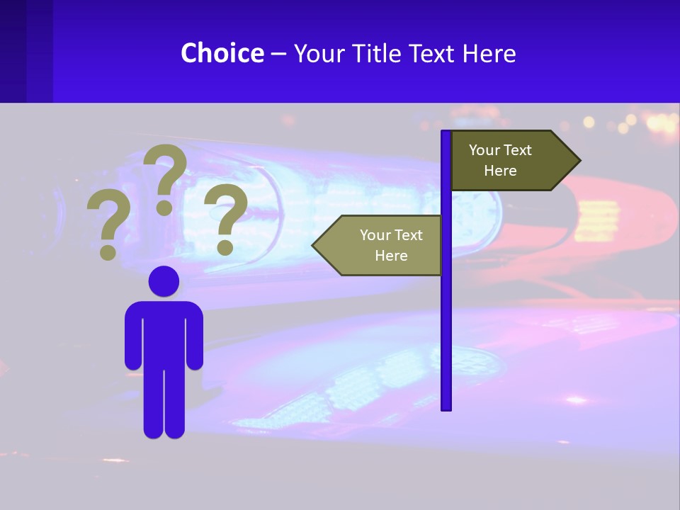 A Police Car With Its Lights On At Night PowerPoint Template