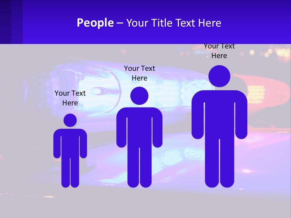 A Police Car With Its Lights On At Night PowerPoint Template