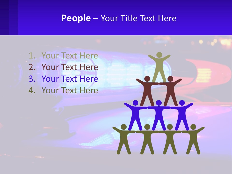 A Police Car With Its Lights On At Night PowerPoint Template