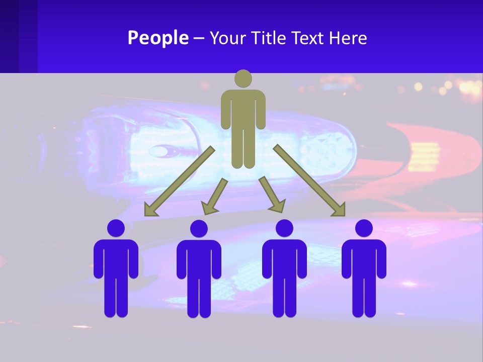 A Police Car With Its Lights On At Night PowerPoint Template