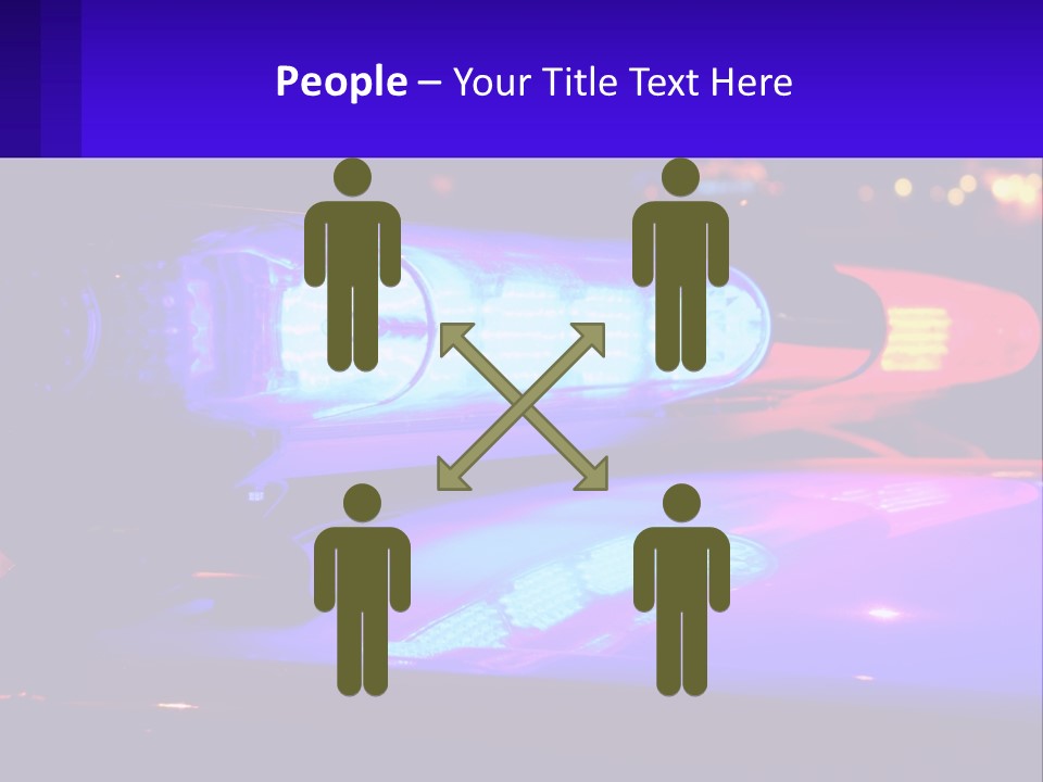 A Police Car With Its Lights On At Night PowerPoint Template