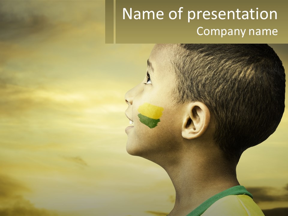 A Young Boy With A Flag Painted On His Face PowerPoint Template
