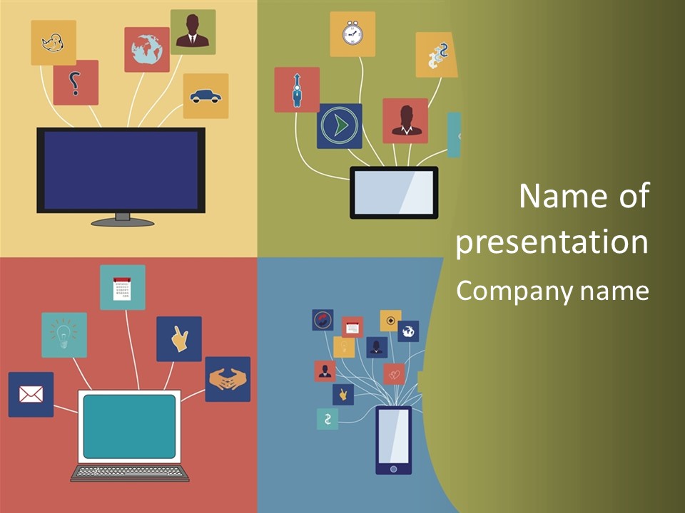 A Set Of Four Different Types Of Computers PowerPoint Template