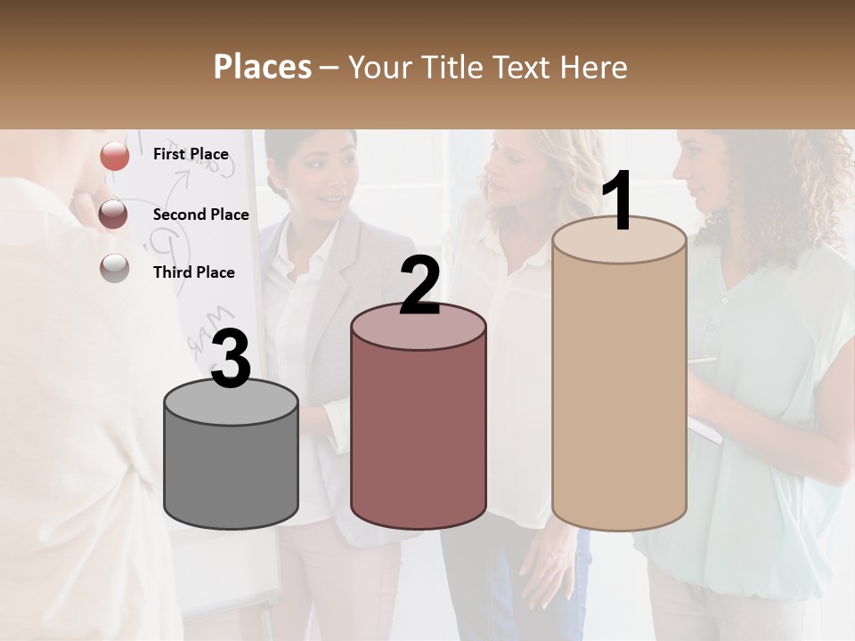 A Group Of People Standing In Front Of A Whiteboard PowerPoint Template
