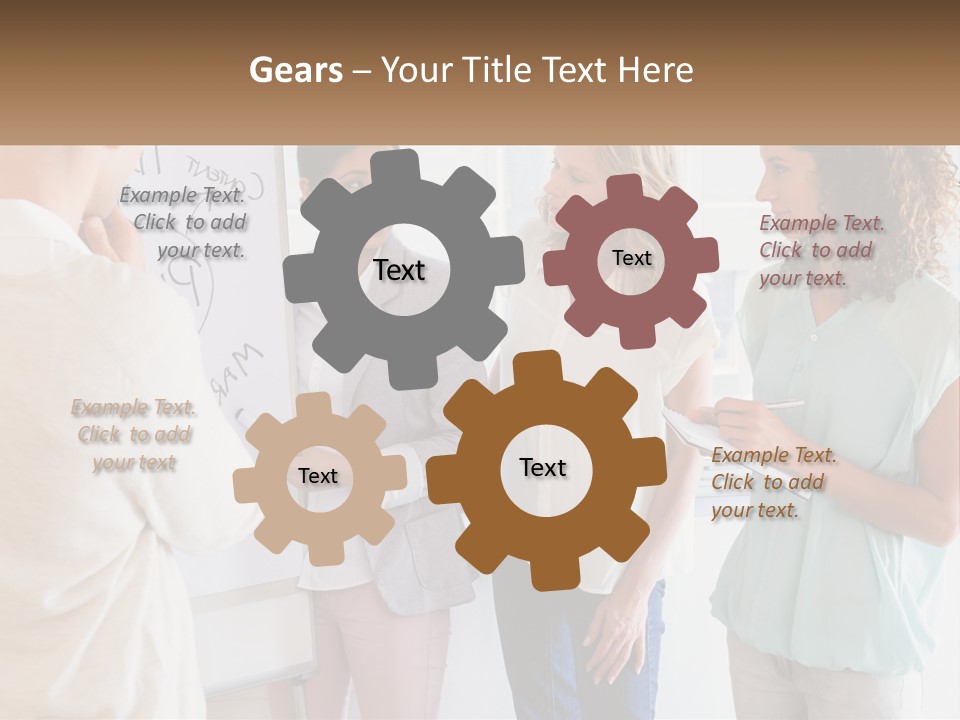 A Group Of People Standing In Front Of A Whiteboard PowerPoint Template