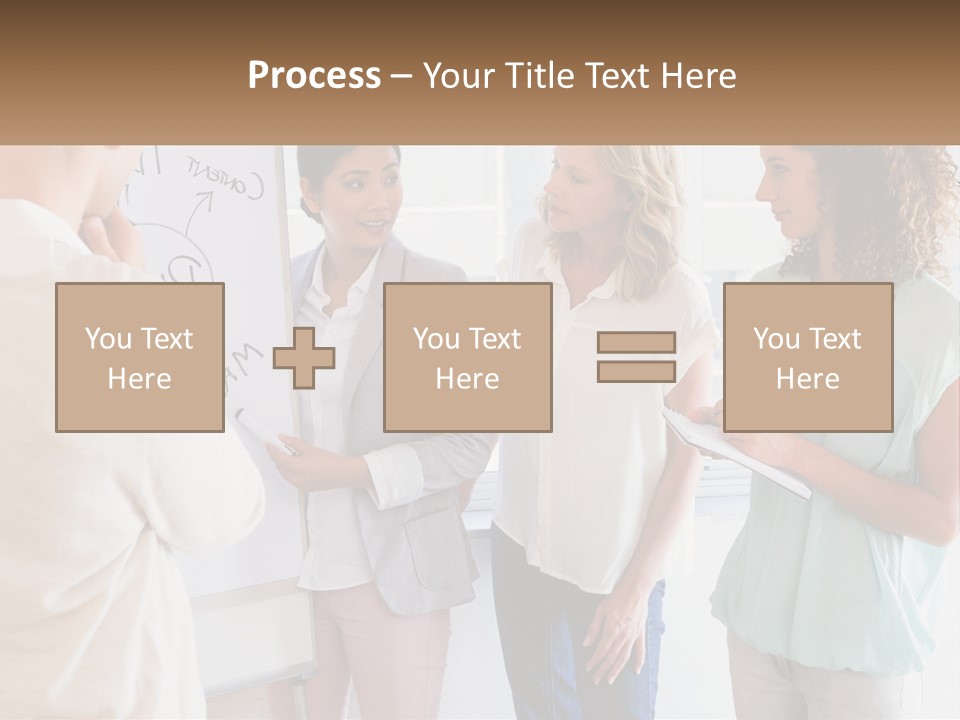 A Group Of People Standing In Front Of A Whiteboard PowerPoint Template