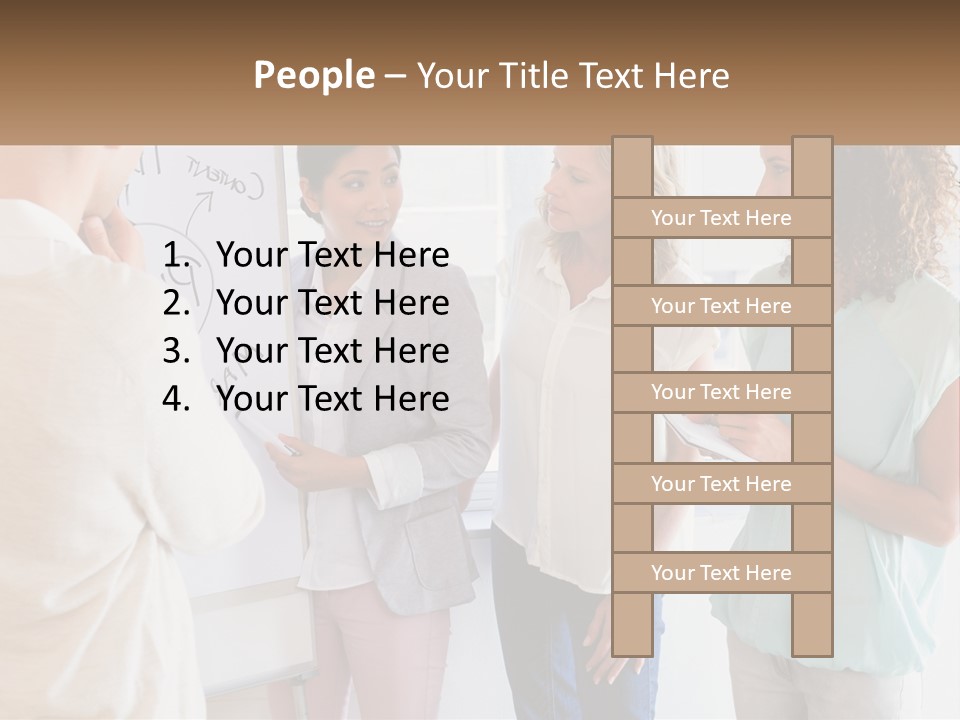 A Group Of People Standing In Front Of A Whiteboard PowerPoint Template