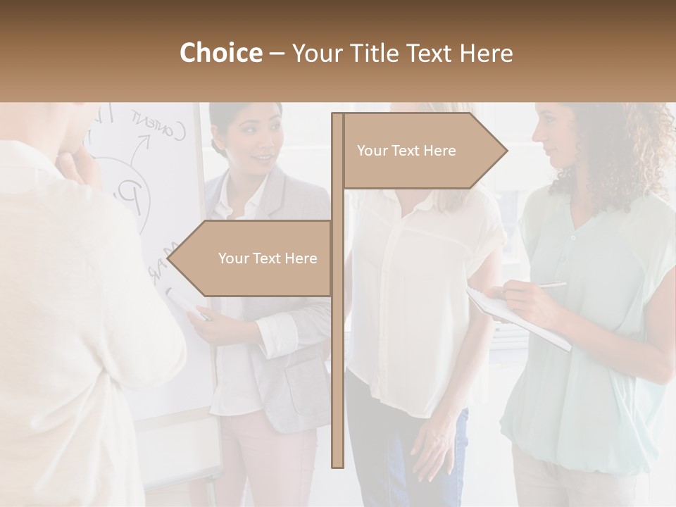 A Group Of People Standing In Front Of A Whiteboard PowerPoint Template