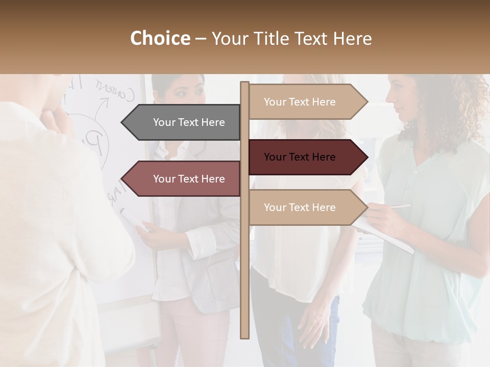 A Group Of People Standing In Front Of A Whiteboard PowerPoint Template