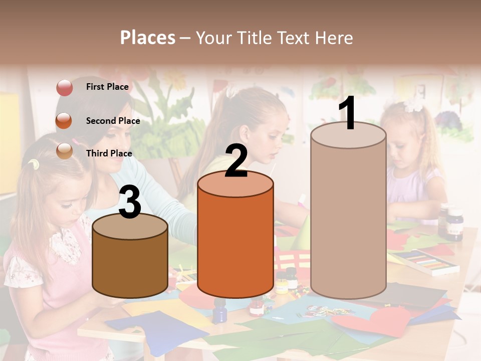 A Group Of Children Sitting Around A Table PowerPoint Template