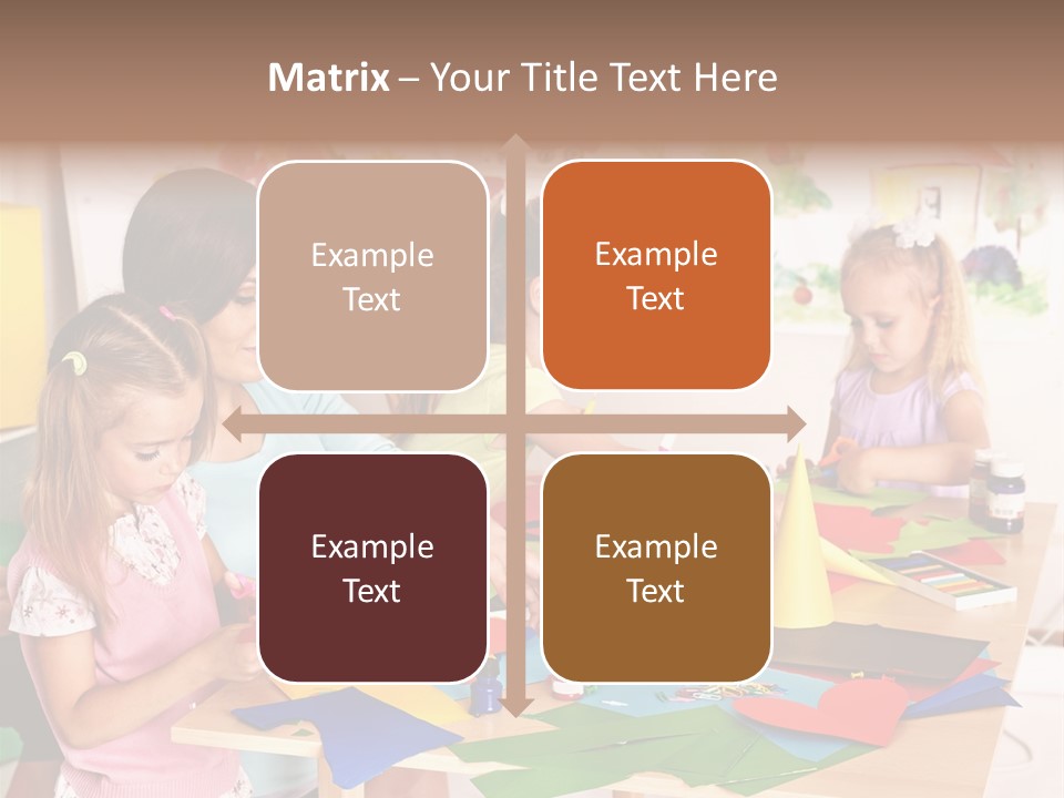 A Group Of Children Sitting Around A Table PowerPoint Template