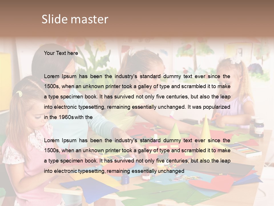 A Group Of Children Sitting Around A Table PowerPoint Template