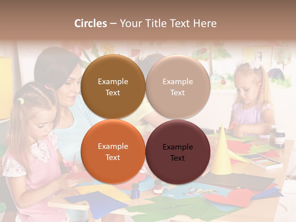 A Group Of Children Sitting Around A Table PowerPoint Template