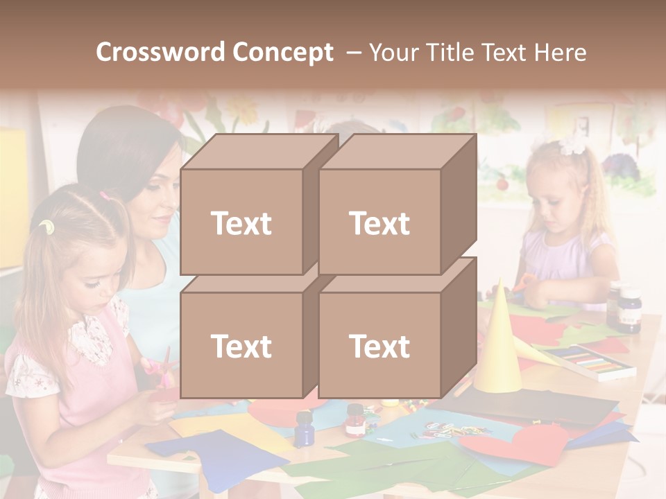 A Group Of Children Sitting Around A Table PowerPoint Template