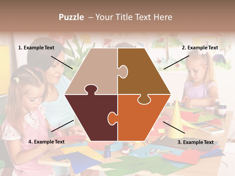 A Group Of Children Sitting Around A Table PowerPoint Template