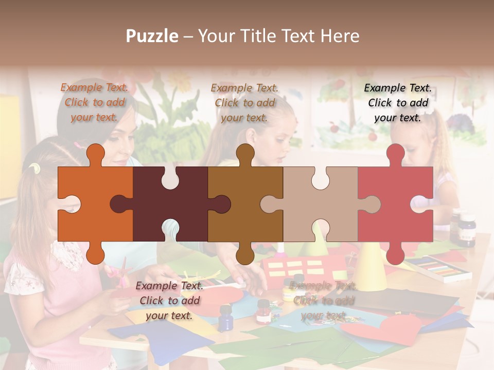 A Group Of Children Sitting Around A Table PowerPoint Template