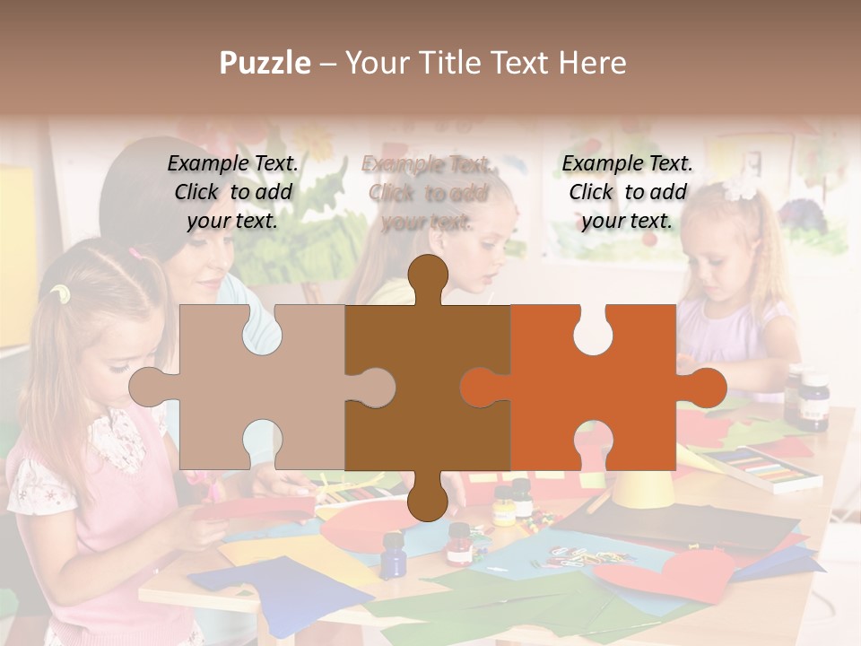 A Group Of Children Sitting Around A Table PowerPoint Template