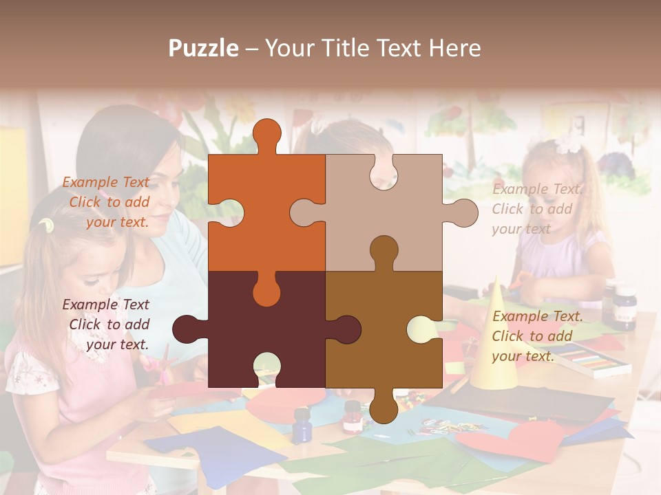 A Group Of Children Sitting Around A Table PowerPoint Template