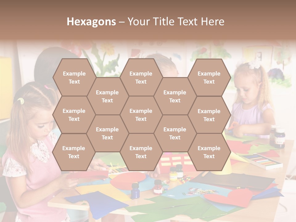 A Group Of Children Sitting Around A Table PowerPoint Template